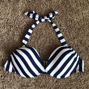 Mossimo Navy and White Bikini Halter Top